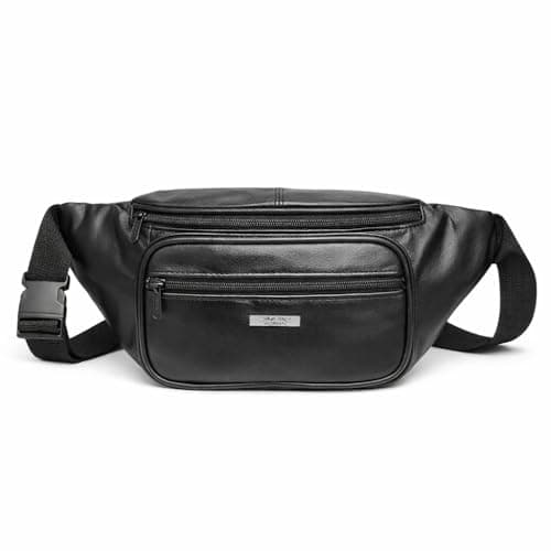 Woodland Leathers Genuine Leather Bum Bag, Durable Waterproof Waist Bag for Men and Women, Ideal for Travel, Festivals, Dog Walking, Fashion Bum Bag and Running Fanny Pack (Black 6)