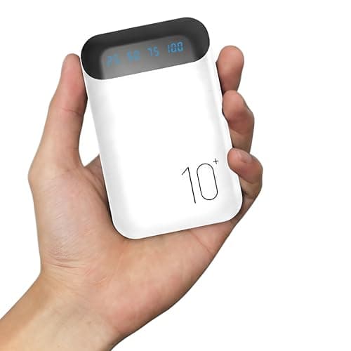Portable Charger 10000mAh Slim USB C Input and Output Power Bank with LED Display Lightweight External Battery Pack Compatible for iPhone 14/13/12, iPad, Samsung etc. (white(mini))