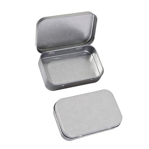 ASREJUR 2 PCS Lightweight and Portable Small Tins with Lids, 95mm* 60mm* 20mm Metal Tin, Small Metal Box for Store-Containers of Little-sized Things of Daily Life, Travel and Festival(Sliver)