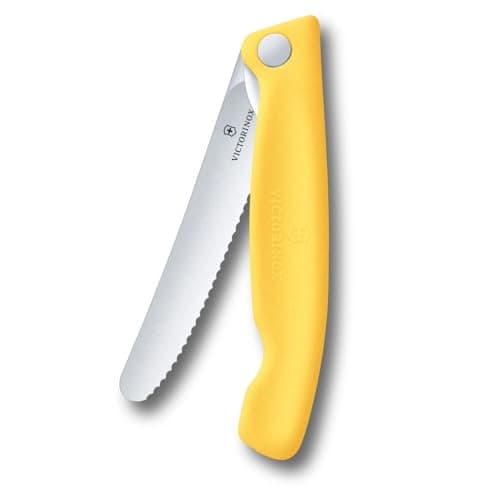 Victorinox Swiss Classic Folding Picnic Knife, 11cm Serrated Blade, Yellow
