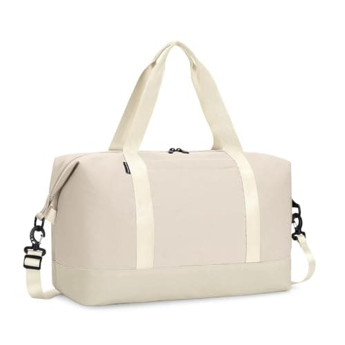 Flintronic 40x20x25CM for Ryanair Cabin Bags, 20L Underseat Hand Luggage, Foldable Travel Duffel Bag with Removable Wet Pocket and Shoulder Strap, for Travel Women Men - Beige