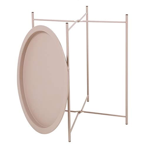 Hodge and Hodge Round Metal Folding Side Table Tray Top Light Portable Coffee Night Stand Pink — view 3