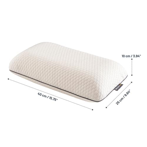 MEFOPILO Memory Foam Travel Pillow for Sleeping, Camping Pillow, Neck Support Pillow for Airplane, Car Travel, Portable Bag (White - No Replacement Cover, 40 x 25 x 10 cm) — view 2