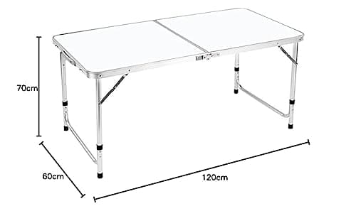 BARGAIN FACTORY Folding Table 4ft Heavy Duty Picnic Table Sturdy Metal Frame With Handle, Adjustable Height Portable Waterproof Easy to Carry Ideal for BBQ Party Camping, Beach, Indoor & Outdoor Use — view 2