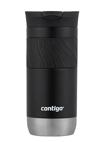 Contigo Byron Snapseal Travel Mug | Stainless Steel Thermal-Mug | Insulated Coffee to go cup | 100% leakproof | Keeps hot for 7 hours | Dishwasher safe lid | 470 ml | Licorice