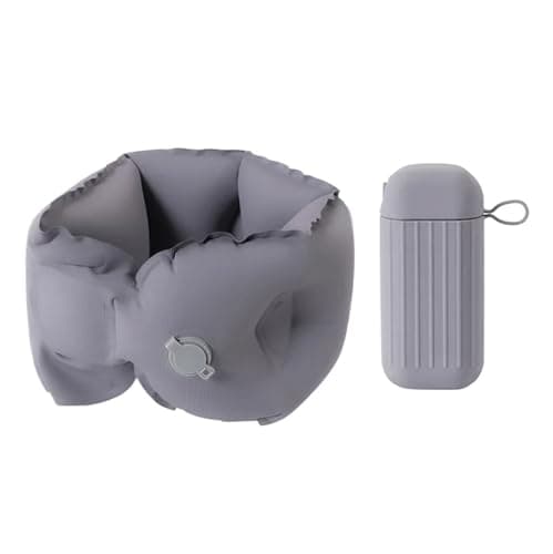 Pocket Size Inflatable U-Shaped Travel Pillow Portable Lightweight Neck Support For Car Sleeping Rest Ice Silk(Grey)