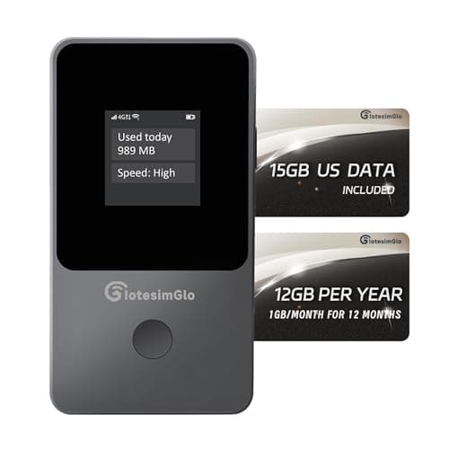 IotesimGlo Mobile Hotspot Portable WiFi Hotspot for Travel & Business, 4G LTE Hotspot USA &130+ Countries, No SIM Card Needed, 12h Life, Pocket WiFi【Free 15GB US Data for 30 Days】 (T8+Brand-15G-US)