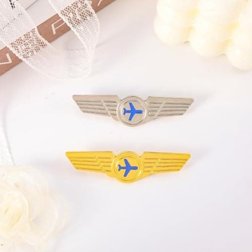 Sslvya 2 Pcs Metal Badges Funny Airplane Pins Fashion Lapel Brooches for Shirt Collar Backpack Clothes Hats Decoration — view 6