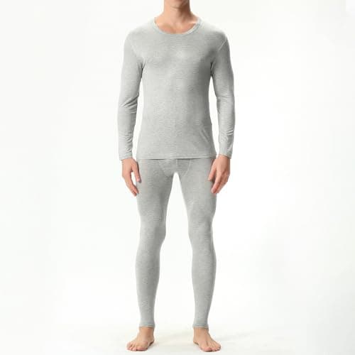 Men's Thermal Underwear Set Fleece Lined Base Layer,Winter Warm Long Sleeve T Shirts and Pants for Cold Weather Protection with Comfort Stretch Fit and Moisture Wicking (Grey, XXL) — view 3