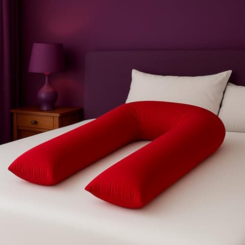 adsin 12ft U Shaped Pregnancy Pillow (Maroon, 12 Feet), Comfortable Maternity Orthopedic Back & Neck Nursing Support Cuddly Long Pillow for Women.