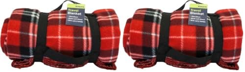 Sakura SS5303 Travel Blanket 180 cm x 120 cm, Tartan (Pack of 2)