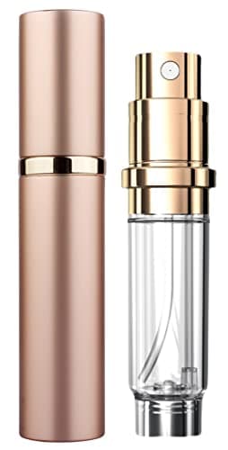 Travelofo Mini Perfume Bottles, Refillable Spray Dispenser, 5ml Leak-Proof Atomiser for Travel, Luxury Gift for Men & Women (Gold)