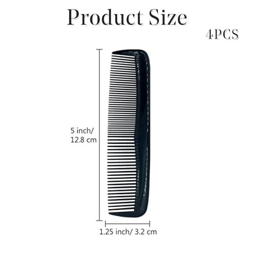 MNFPSJB 4 Pack Black Pocket Hair Combs, Dual-Sided Fine & Standard Teeth Styling Combs for Men and Women, Compact Travel Comb for Home Salon Barber, Black — view 2