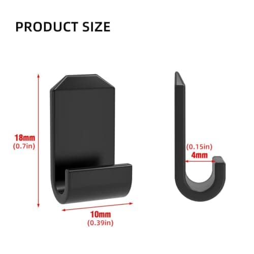 Cord Holder Clips ABS Cable Guides with Flat Mount, Black — view 3