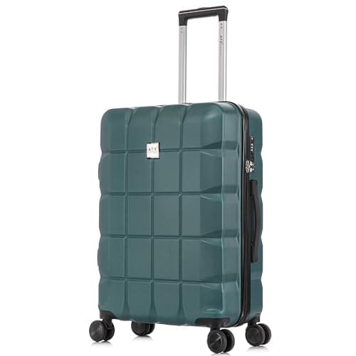 ATX Luggage Medium Suitcase on 4 Dual Spinner Wheels Super Lightweight ABS Hard Shell Hold Check in with Built-in TSA Lock (Forest Green, 65Liter)