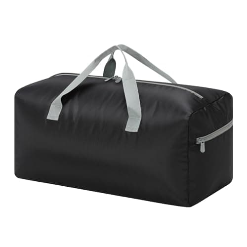 ZZY 35L Foldable Travel Duffle Bag, 22-Inch Packable Small Duffel Bag Lightweight Holdall for Camping, Storage, Travel-Black
