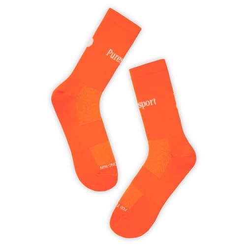 Puresport Performance Running Socks (Orange, S/M), Moisture-Wicking Training Socks with Subtle Compression, Breathable & Durable, Optimal Support for Women & Men, Long-Distance Running, Gym, Hyrox