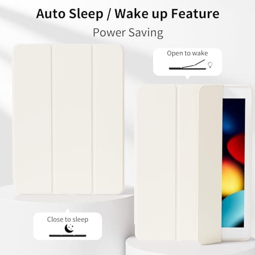 KVTVOU Case for iPad 9th/8th/7th Gen 2021/2020/2019, Cream White — view 3