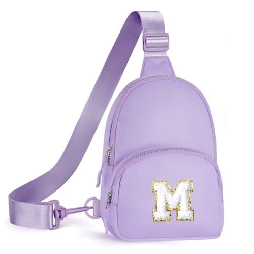 YOOLIFE Sling Bag Crossbody Bags Fanny Pack Initial Purse for Kids Girl Bumbags, Gifts for 4 5 6 7 8 9 10 11 12 13 14 15 16 17 Year Old Girl, Birthday Gifts for 16th 18th Teen Sister Niece, Purple M