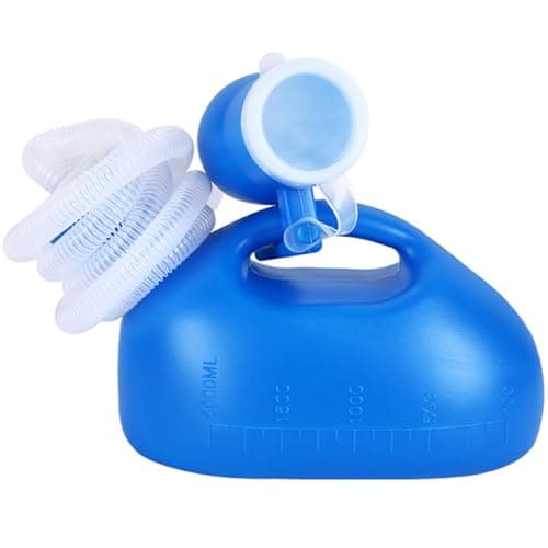 NIDONE Portable Urinal for Men, 2000ml/68oz Spill Proof Urine Bottle with Scale and Lid, Male Urinal with 63" Long Tube, Pee Bottles for Men Travel Hospital Car Truckers,Urine Bottle — view 4