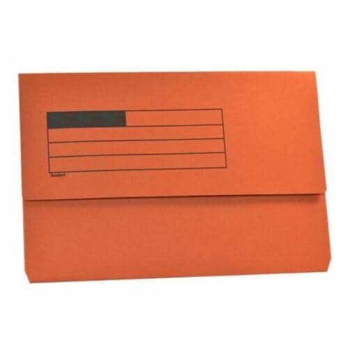 Foolscap Document Wallets 285gsm, Assorted Colours, Pack of 50 Folders (Orange)
