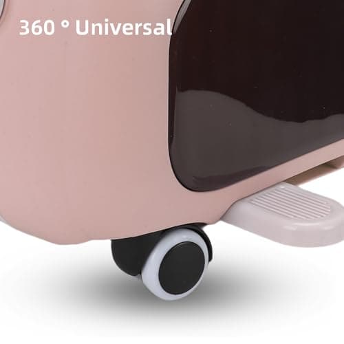 ZJchao Kids Ride On Luggage, 90° Sturdy PP ABS Folding Pedals Large Capacity Multi Functional Rideable Suitcase for Toddlers Travel (Pink) — view 5