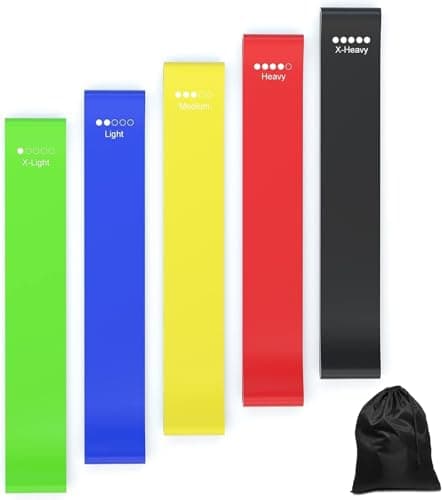 Sixstore Resistance Bands, Pack of 5 Skin-Friendly Resistance Fitness Exercise Loop Bands with 5 Different Resistance Levels - Carrying Case Included - Ideal for Home, Gym, Yoga, Training — view 6