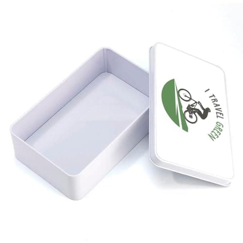 Fabulous I Travel Green Mountain Bike Travel Nature Metal Box 11 x 18.5 x 5.5 cm White – Storage Box, Key, Tools, Lunch Box, Sugar, Biscuit — view 4