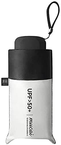 OAICIA Folding Umbrella, Mini Windproof Portable Compact UV Protection Lightweight Strong Sturdy Reinforced Umbrella for Mens & Women - White