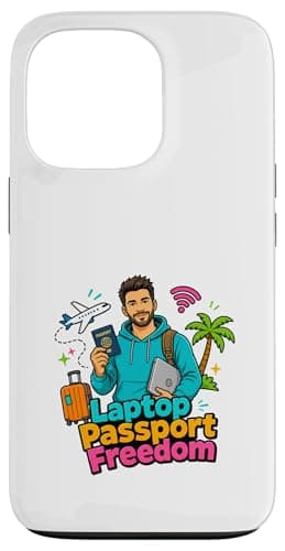 Laptop Passport Freedom Digital Nomad Travel Design Case for iPhone 13 Pro
