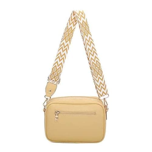 Fontanella Fashion Women's Tassel Front and Back Zip Messenger Camera Wide Guitar Strap Shoulder Handbag Crossbody Bag-SILVER — view 3