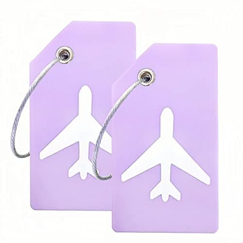 2Pack Silicone Luggage Tag with Name Card to Quickly Spot Suitcase Purple
