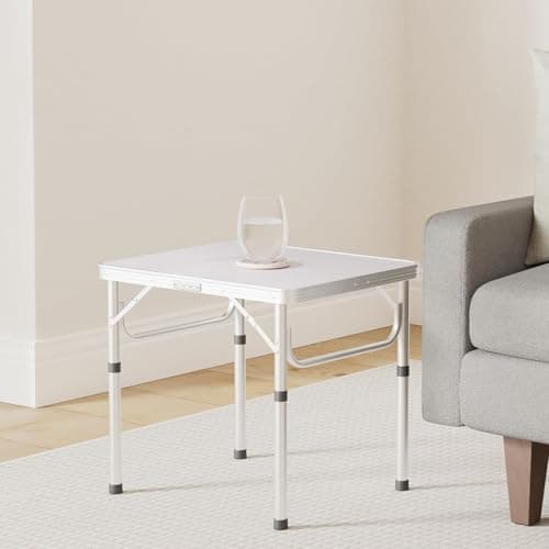 2FT Folding Camping Table with 26cm and 56cm Adjustable Height, Lightweight Portable Camping Tables that Fold up with Carry Handle, Folding Aluminum Picnic Table for Indoor Outdoor Camp Garden Dining — view 2