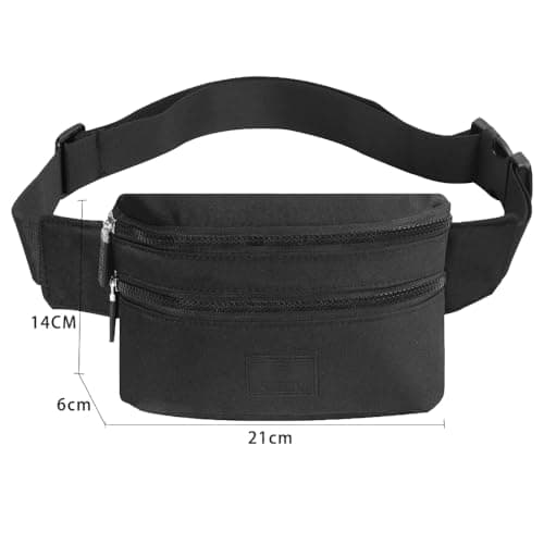 Bumbags Waist Fanny Pack Ladies Fashion Bum Bag with Adjustable Belt for Sport Hiking Girls Women Men (Black) — view 6
