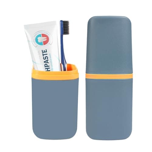 COMNICO Travel Toothbrush Cup Case Portable PP Seal Tooth Brush Holders Cover Multi-Function Toothpaste Storage Container Cup for Home School Camping Business Trip Bathroom