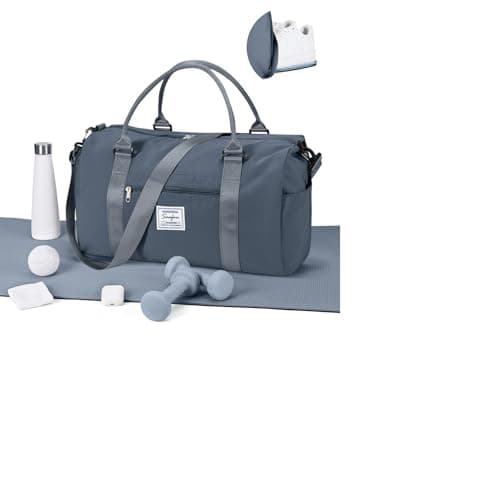 WEPLAN Gym Bag Womens Men Sports Fitness Bags Weekend Overnight Bag Travel Duffle Bags for Women with Shoes Compartment Wet Pocket,Holdall Hospital for Swimming Carry on Hand Luggag,A13-Gray Blue