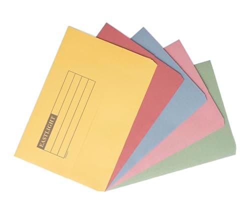 Eastlight Document Wallet Foolscap Assorted Colours 100% Recycled Manilla Paper (Pack of 50)