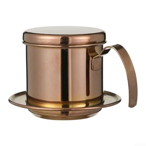 Vietnamese Coffee Filter 304 Stainless Steel Gold Stovetop for moka Pot 304 Steel Compact Design Portable Coffee Maker for Travel Camping Gold Small Coffee Press 10.5cm High Density Filter Drip Coffee — view 2