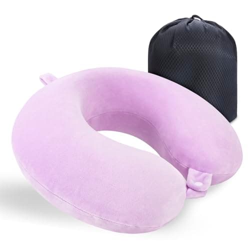 KAIRNOBLE Travel Pillow for Rest Neck Pillow for Airplane Flight Pillow Memory Foam Travel Pillows Neck Cushion Compact Lightweight Quick Pack (Purple)