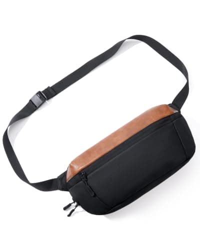 ECOHUB Men Sling Bag, RFID Blocking Crossbody Shoulder Chest Bag with 8 Pockets, Water-Resistant Waist Fanny Pack for Men, Women, Travel, Daily Use, Cycling, Hiking, Black
