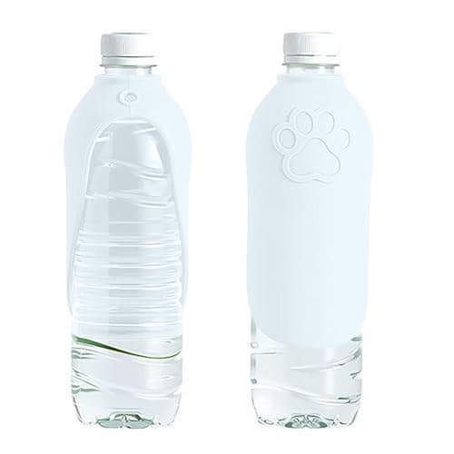 Silicone Portable Dog Water Bottle Adapter, Leakproof Foldable Leaf Pet Water Dispenser Cap, Practical Folding Drinking Bowl, Feed for Puppy Outdoor Walking Camping Fits Standard Waterbottles (White) — view 3