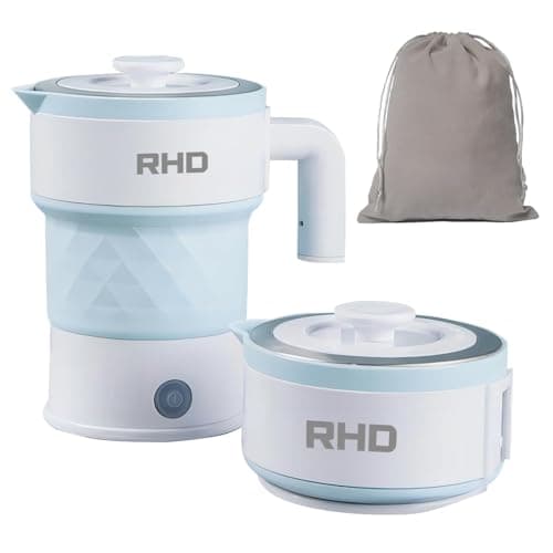 Travel Portable Foldable Electric Kettle, 0.7L Small Camping Kettle, Blue