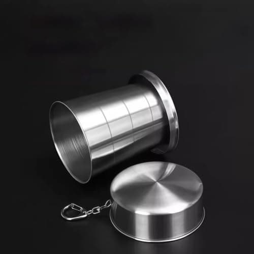 MKTOLHUs Zeroupshop Collapsible Stainless Steel Travel Cup, Foldable Leak-Proof Water Bottle, for Camping Hiking For Outdoor, Portable Telescoping Mug, with Twist-Lock Lid, Silver(Small) — view 6