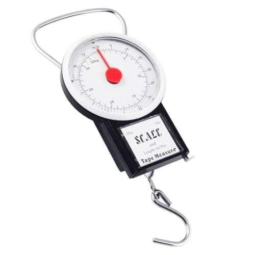 TB1 Products 2-Pack Analog Luggage Scales – Portable 32KG Handheld Suitcase Weighing Tool with Built-in 1m Tape Measure & Ergonomic Grip – Travel & Parcel Scale