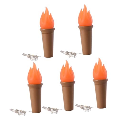 Lurrose 5pcs LED Flame Bottle Stopper String Lights Warm White Cork-Shaped Fairy Lights for Home Decoration Party Camping Battery Operated with Flexible Lightweight Design