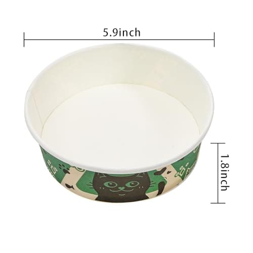 SOUJOY 40 Pcs Disposable Cat Food Bowls, 16 oz Paper Travel Pet Feeding Bowls, Cute Print Design Food Dishes for Small Dog Puppy, Suitable for Dry and Wet Food or Water — view 2