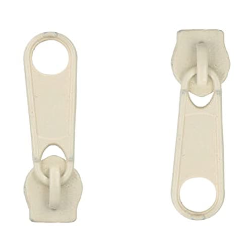 Zipper Slider Replacement Size #3, Metal Zip Puller Zipper Pull Fastener Repair for Clothes Jacket Coat Backpack Instant Fixing DIY Crafts (Cream 103, 2 Pieces) — view 3