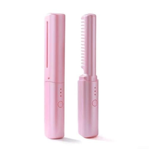 Portable Curling Iron Wireless Compact for Travel Pink(Pink)