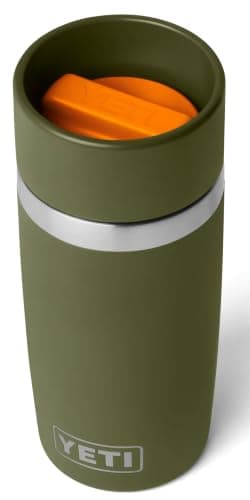 YETI Rambler 12 oz (355 ml) Travel Bottle with 100% Leakproof Hotshot Commuter Cap, Vacuum Insulated Stainless Steel Coffee Flask for Travel & Commute, Olive/King Crab Orange