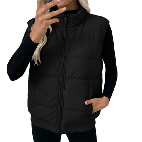 Keepink Ladies Padded Gilet Zip Up Bodywarmer High Neck Winter Layer Coats